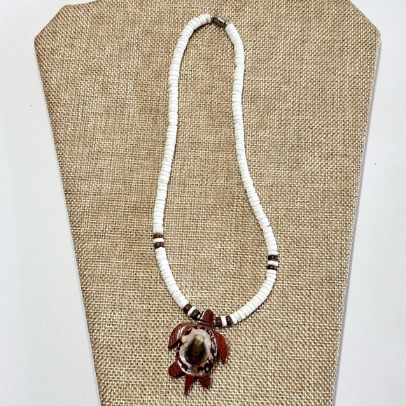 Hawaii Koa Wood Honu Sea Turtle Opihi Shell Necklace Choker Hiechi Beads - Picture 10 of 12